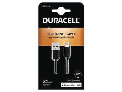Duracell USB Cable Lightning USB5022A USB Male Lightning Male 2M Black — image 1