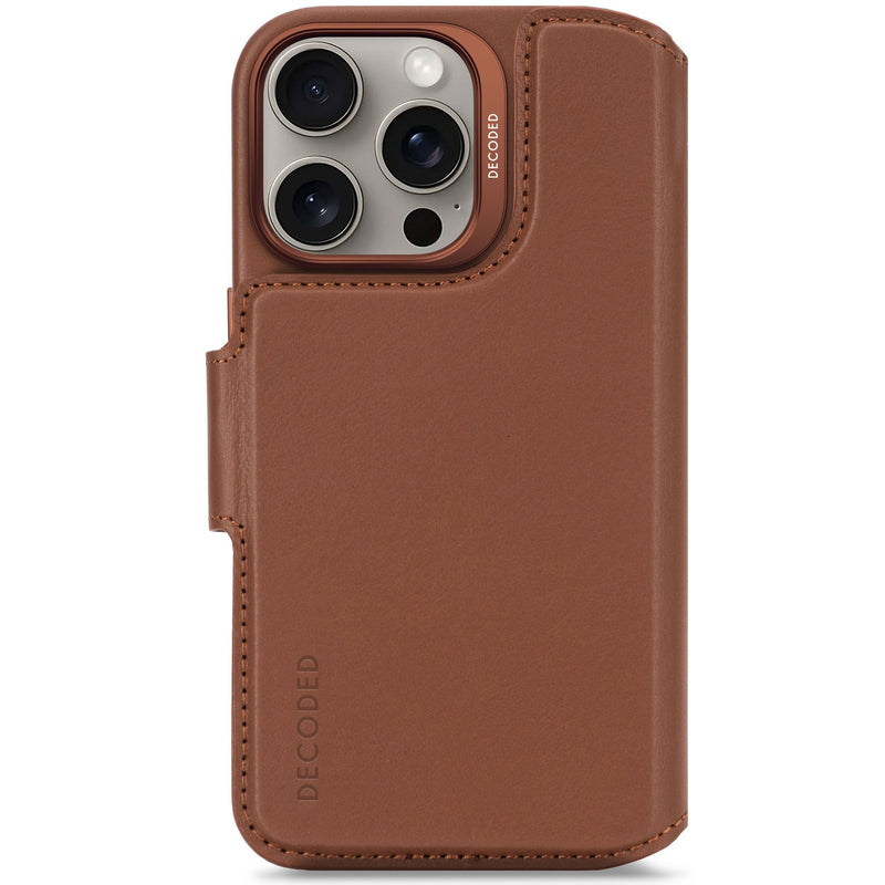 Decoded Leather Detachable Wallet Case For Iphone 16 Pro 16CM (6.3) Case Cartera Brown