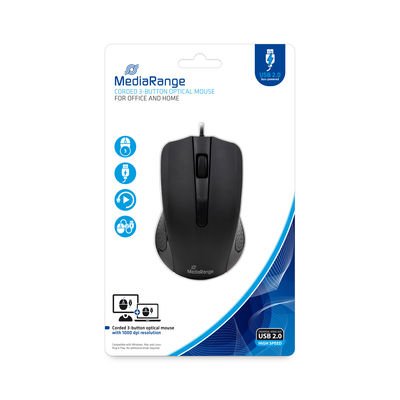 Mediarange MROS210 Mouse Office Mano Derecha USB Type a Óptico 1000 DPI — image 1
