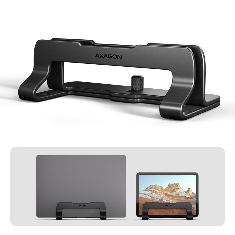 Axagon Stnd-vb Vertikaler Laptop-ständer, Einstellbare Breite, Aluminium Stand Computer Laptop And Tableta Bla