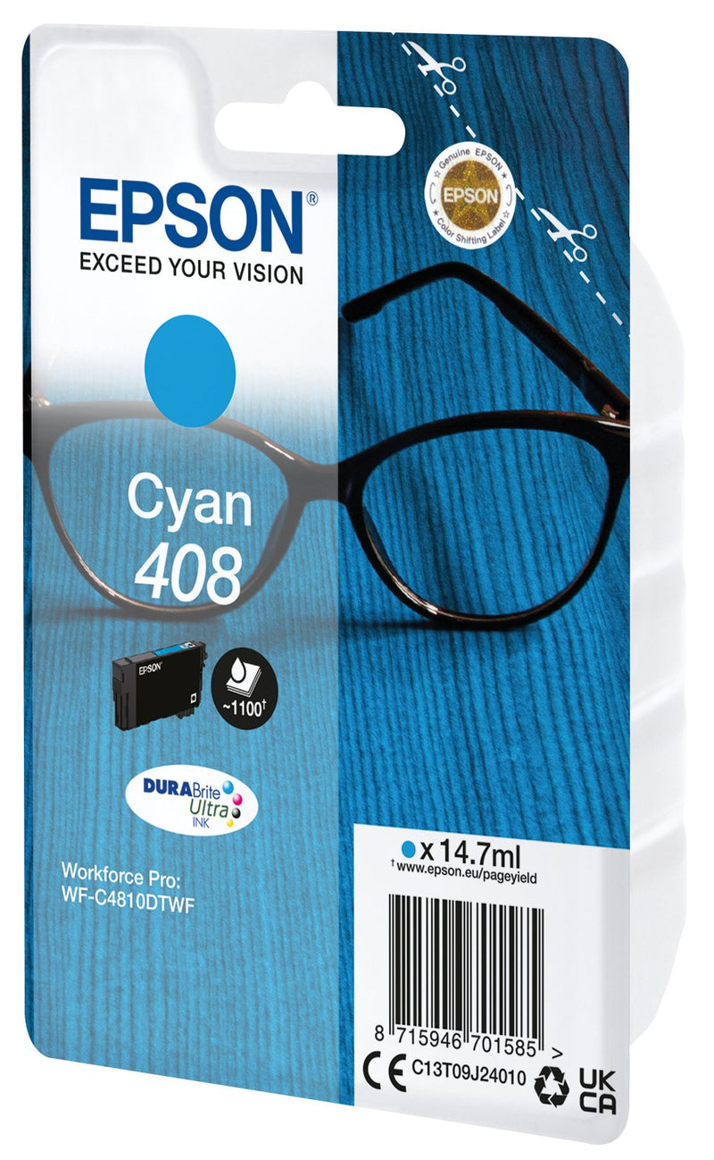 Epson Ink Cyan Single Pack 408 Durabrite Ultra Ink WFC4810X