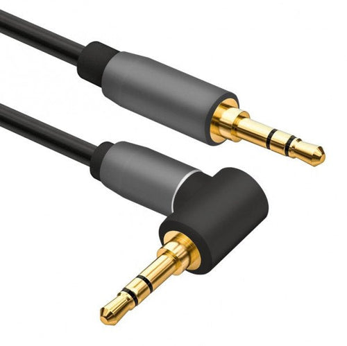 Helos Cable Audio Connector 3,5MM Male/Male 90°, Premium, 3,0M, Black — image 1