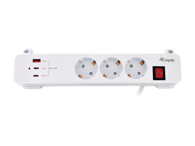 Equip Power Strip Power 245556 With Clamp 3 Sockets Schuko 2x USB-C 1x USB-A 20W White — image 1