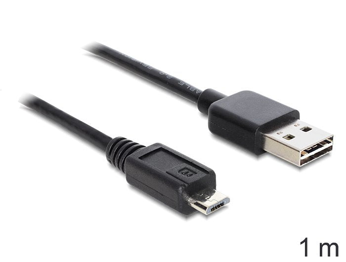 Delock Cable Easy-USB 2.0 Tipo-a - USB 2.0 Micro-b M/M 1M Black
