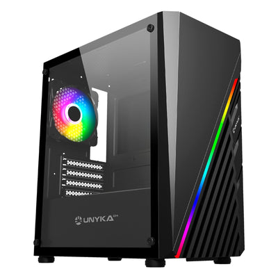 Unykach PC Case Mini Glayze Micro-atx - Iluminacion ARGB - Window Side Glass Tempered - USB-A 2.0/3.0 And Audi — image 1