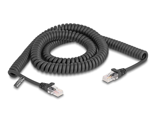 Delock 87994 Cable RJ45 Espiral, Male a Male CAT.5E 3M, Black — image 1