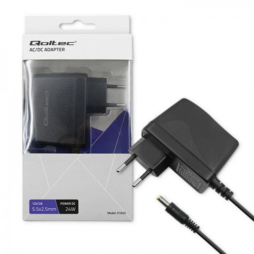 Qoltec 51023 Plug In Power Supply 24W 12V 2A 5.5X2.5