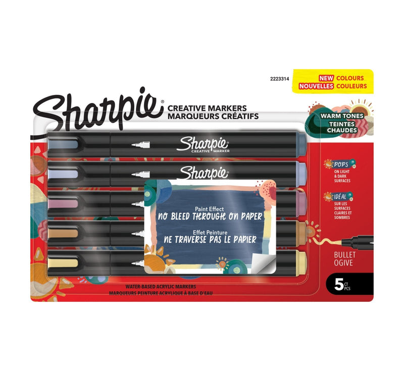 Sharpie Kreativmarker Punta Redonda Acrílico Warme Colours 5ER Blister