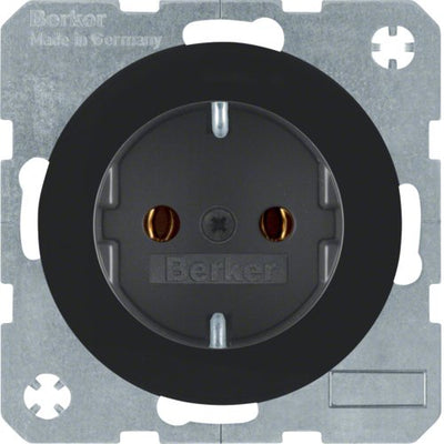 Berker 47432045 Socket Power Schuko R.1 R.3 Black Glossy — image 1