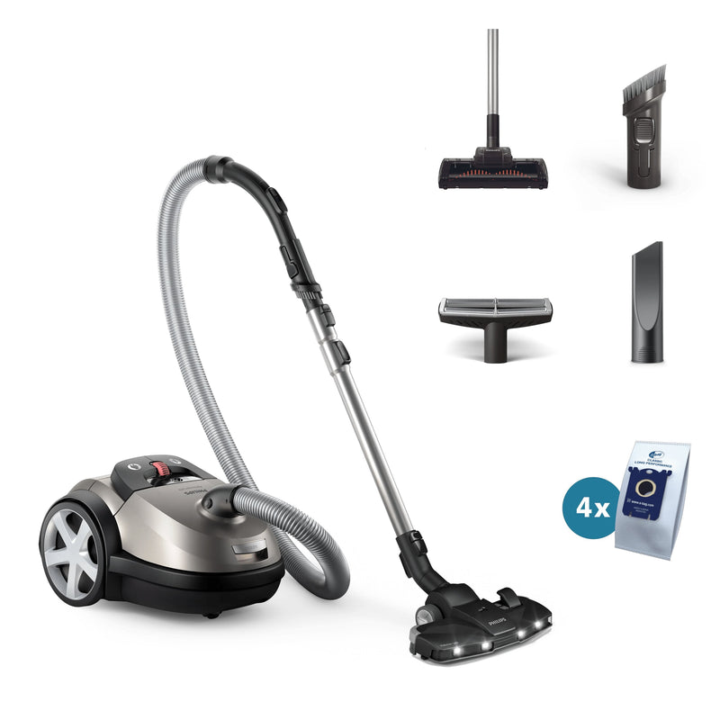 Philips Aspiradora XD8152 12, With Bag Power 900W, Bag Polvo 4 L, Radio Trabajo 12M, Metal Perlado