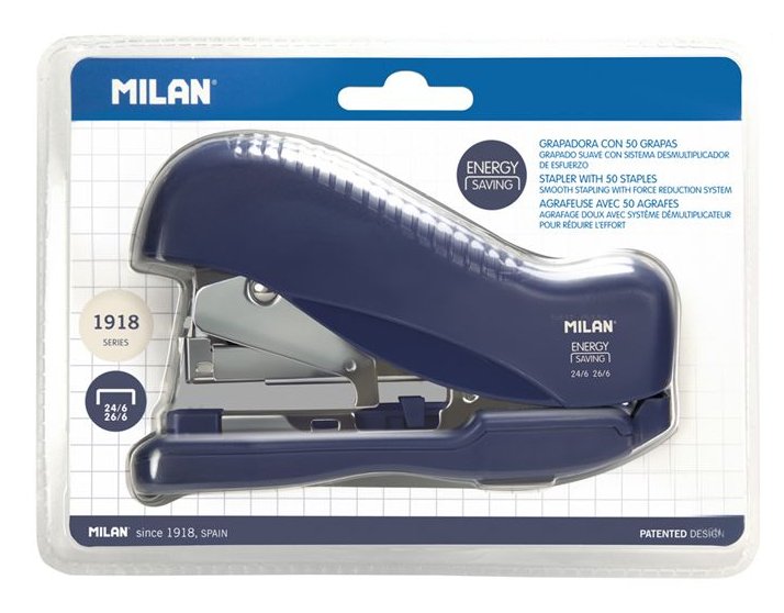 Milan Stapler Compacta Energy Saving Reductor Esfuerzo Blister Blue