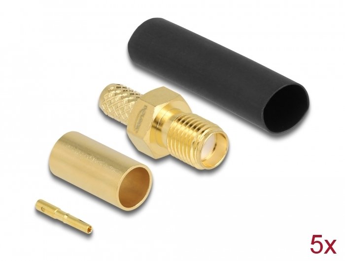 Delock Sma Connector Female Crimpar LMR200 With Passendem Tubo Termorretráctil - 5 Units