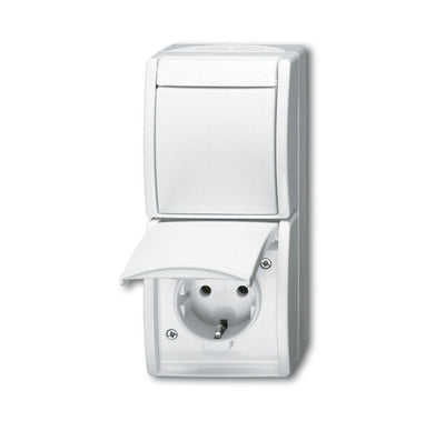 Busch Jaeger Bj 2601 6 20EW-54 Kombi Socket Power Switch Tilting Ocean IP44 White Alpino — image 1