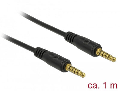 Delock Cable Jack 3,5MM 5 Pin Connector Male a Male 1M Black — image 1