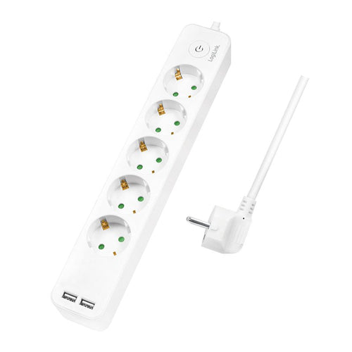 Logilink Power Strip Plugs 5VÍAS, 1,5M 2x USB 5V/2,1A Max. — image 1