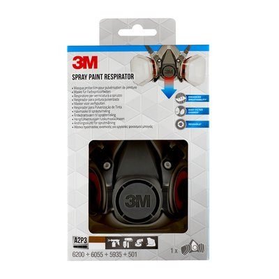 3M Mask Media Cara - Filters Reemplazables Incluidos - Vapores Organicos - Reutilizable - Grey
