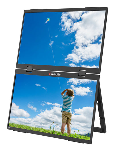 Verbatim Monitor Laptop Touchscreen Duo Essentials 15.6' + 15.6' Full HD Multimedia Black — image 1