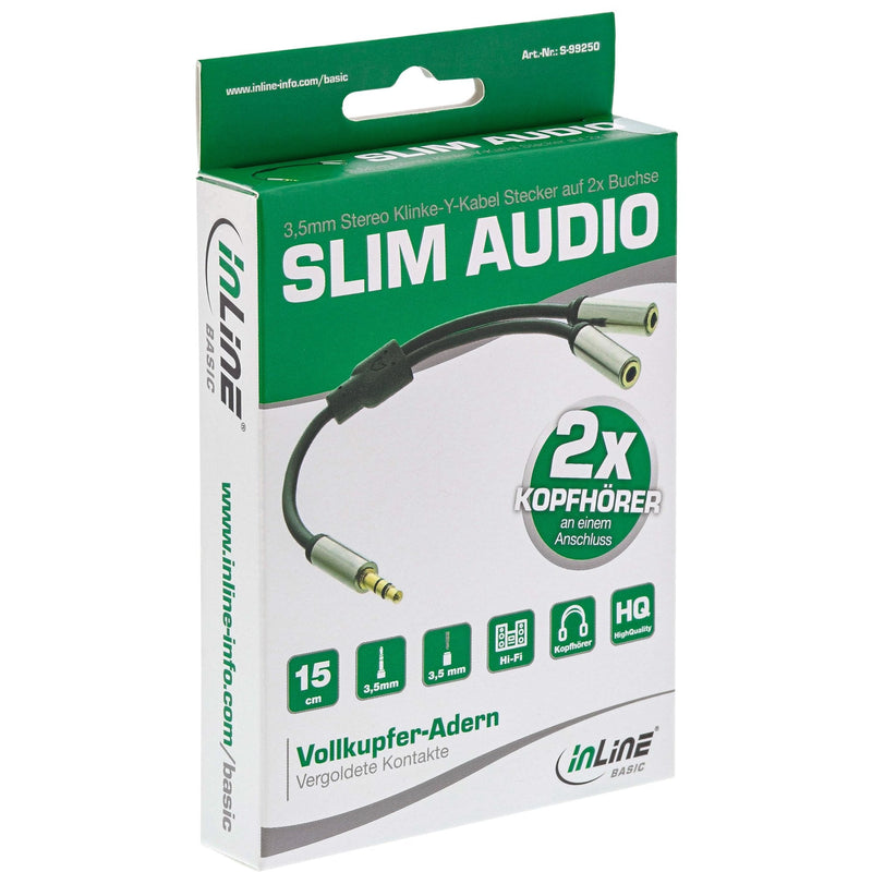 Inline Adapter And Audio 3,5MM M a 2X F, 0,15M