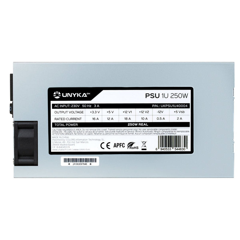 Unykach Power Supply Server Flex 1U 250W Apfc Activo Fan 40MM Power Supply Destinada a Reparaciones