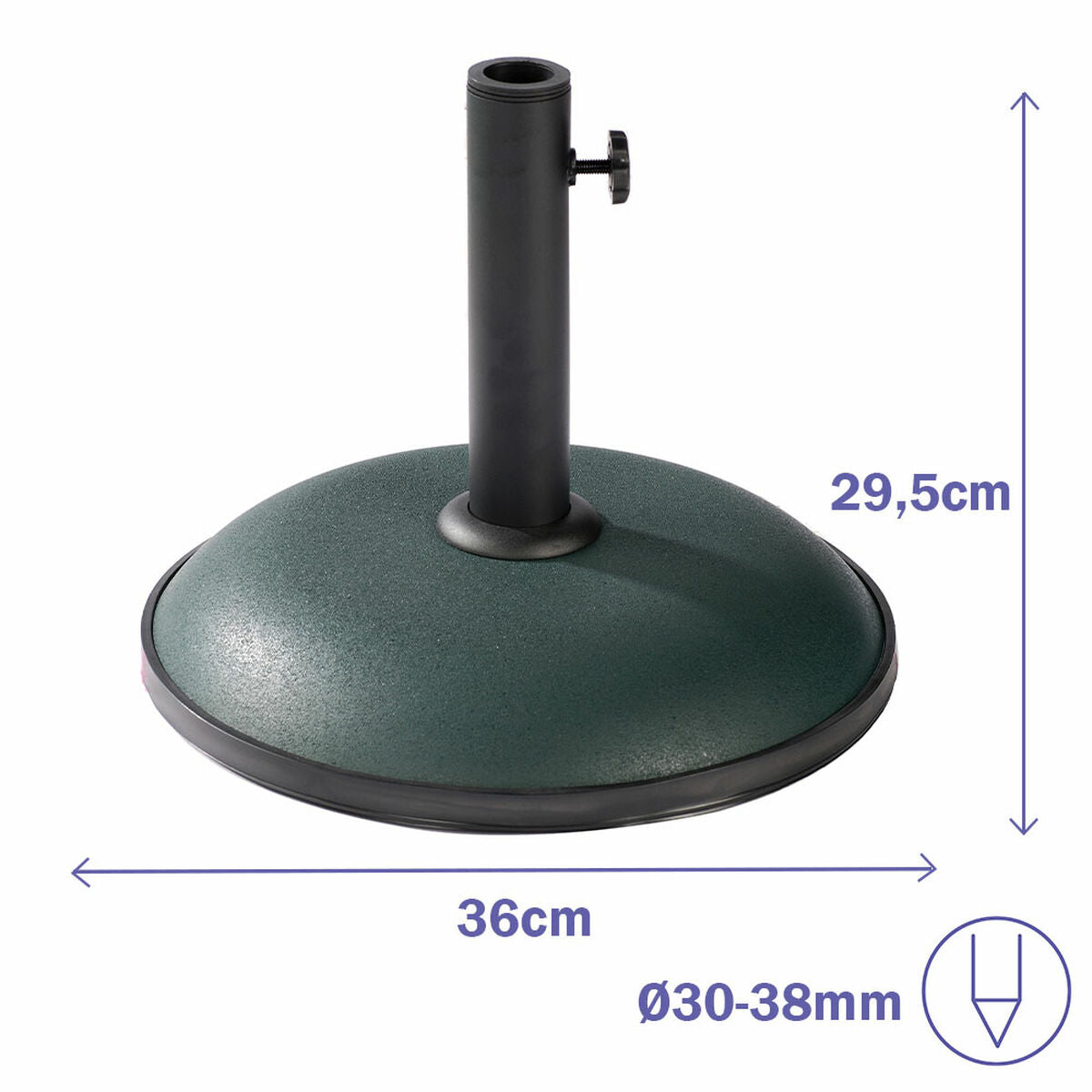 Marbueno Round Umbrella Base Cement 36X29.5 Cm 11Kg Green Garden, Pool, Terrace 10443