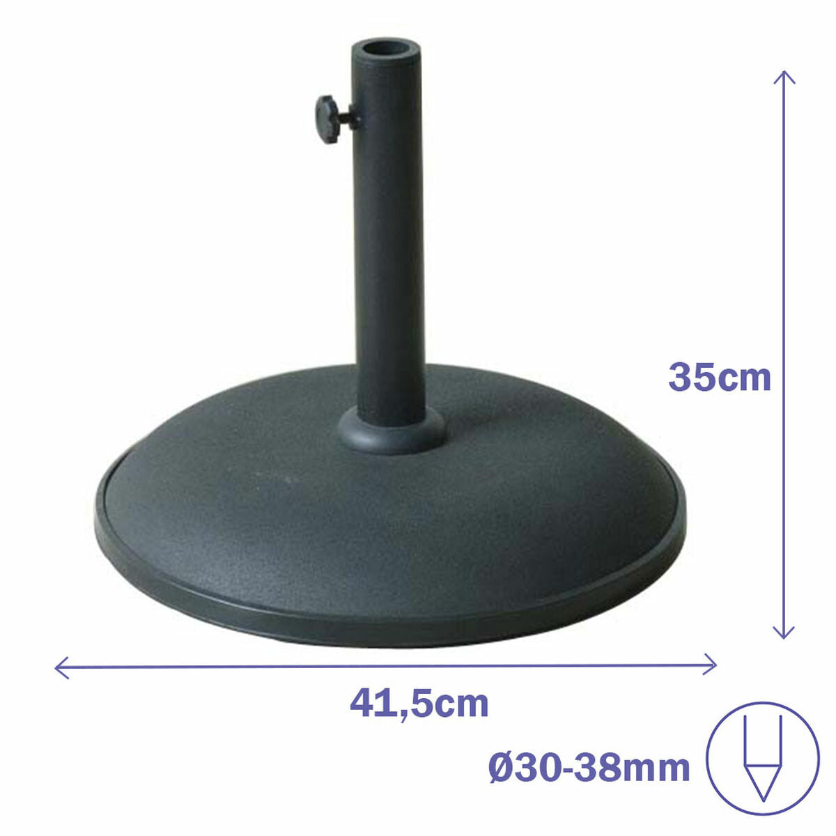 Marbueno Round Umbrella Base Cement 41.5X35 Cm 15Kg Black Garden, Pool, Terrace 10447