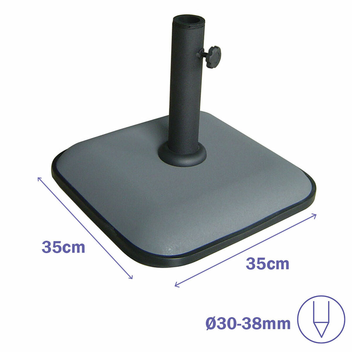 Marbueno Square Umbrella Base Cement 35X35X5.2 Cm 11Kg Grey Garden, Pool, Terrace 10454