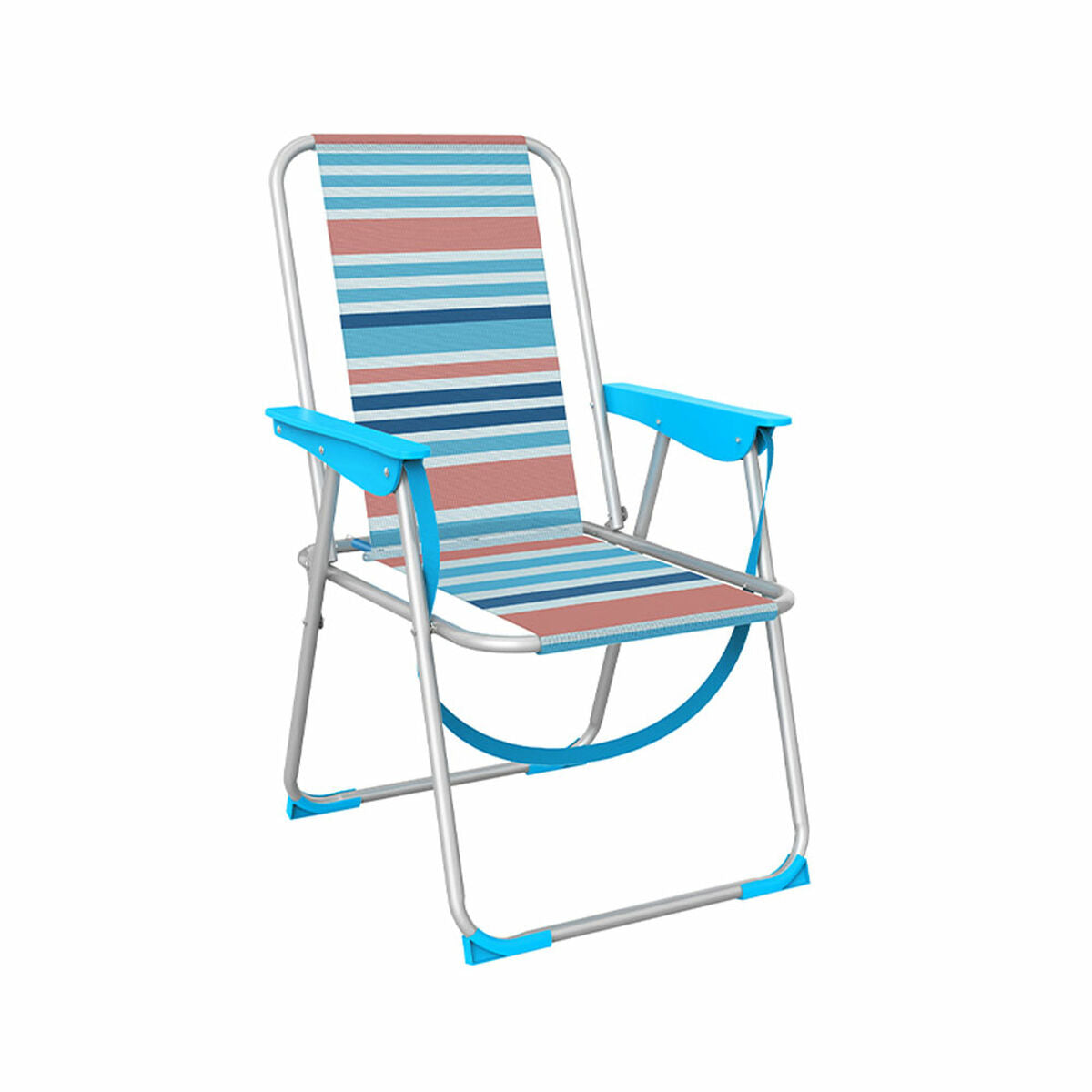 Marbueno Folding Chair Aluminum Orange And Blue Stripes Beach Pool 53X56X78 Cm 103461