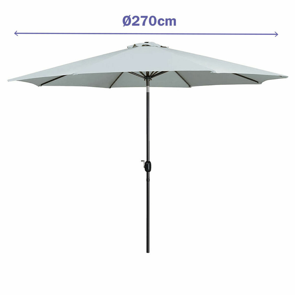 Marbueno Umbrella Steel 8 Ribs D270 Cm Polyester White Garden, Pool, Terrace 10484