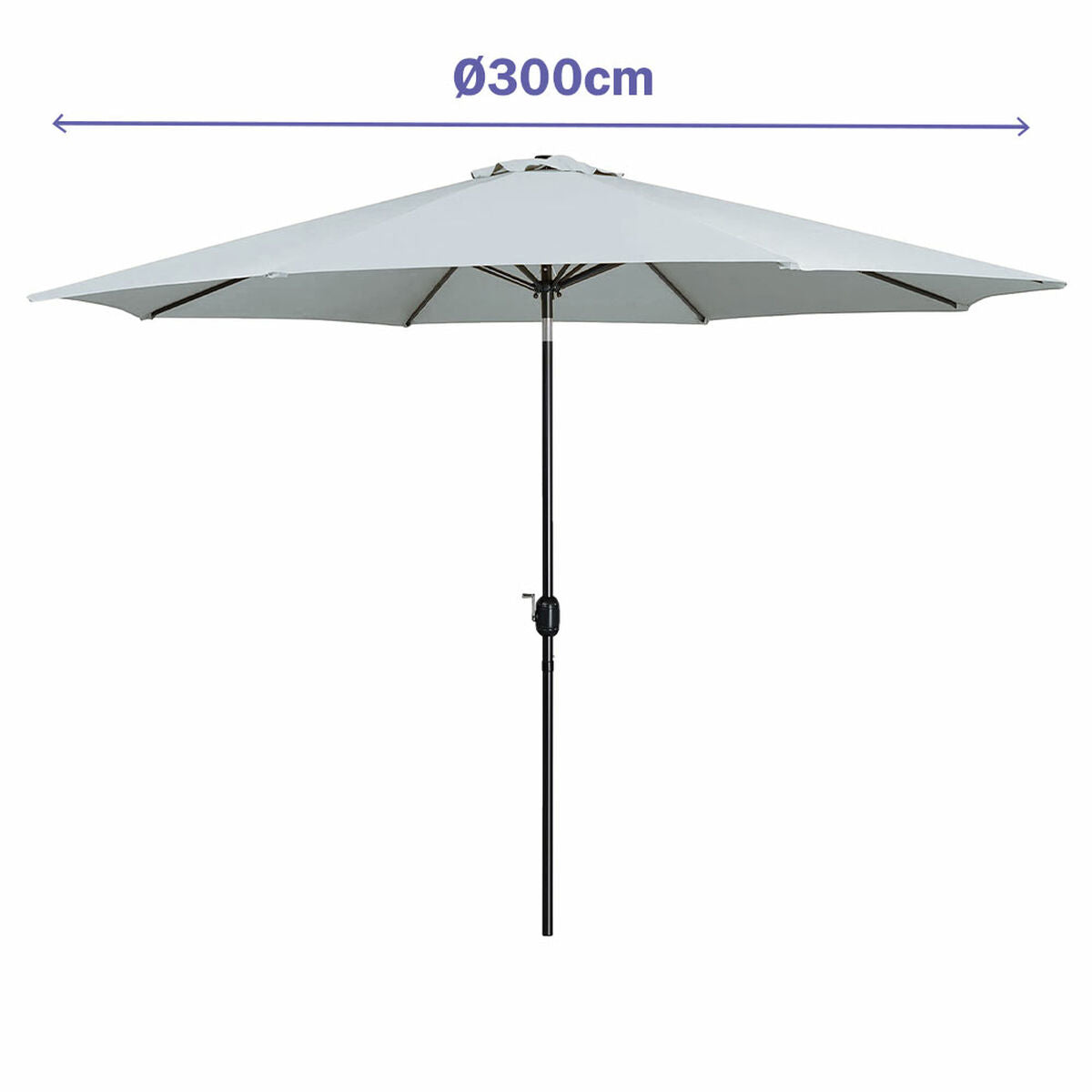 Marbueno Umbrella Steel 8 Ribs D300 Cm Polyester White Garden, Pool, Terrace 10487