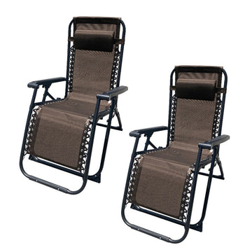 Folding Lounger Camping Chair Marbueno Brown 90 x 108 x 66 cm