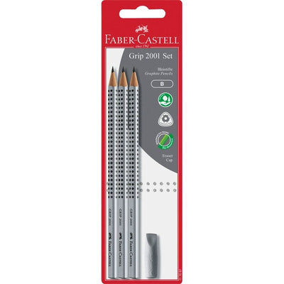 Faber Castell Set Of Pencils Graphite Grip 2001 B + Rubber Capuchón Blister 4 Pieces — image 1