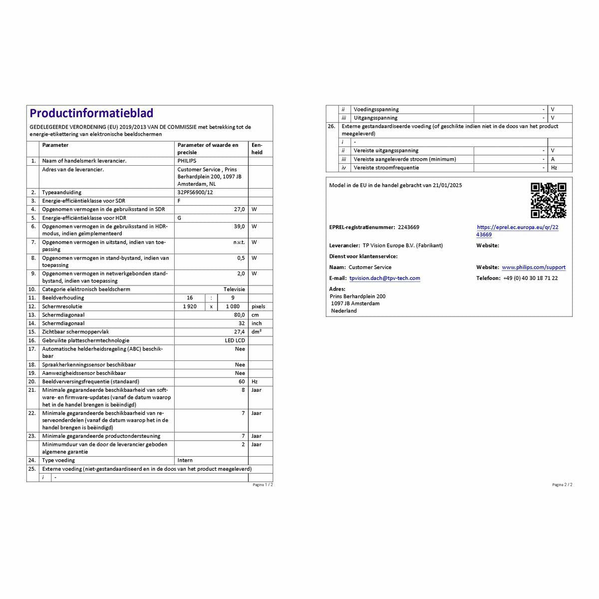Philips Smart Tv Philips 32Pfs6900/12 Full Hd 32" Led Hdr
