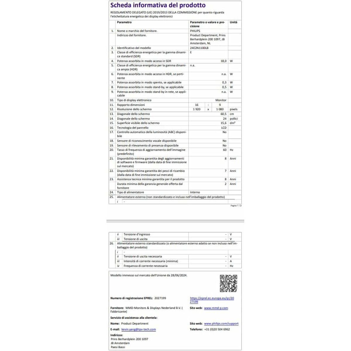 Philips Monitor Philips 24" Full Hd