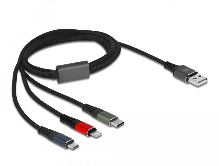 Delock USB Cable 3 In 1 Lightning™ / Micro USB / USB Type-c 1M