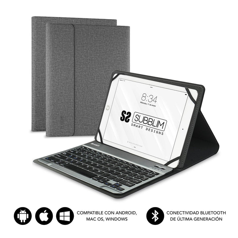 Subblim Case With Keyboard Keytab Pro Bluetooth Grey Tablet 10.1'/25.65CM Battery 420MAH Compatible Windows/An