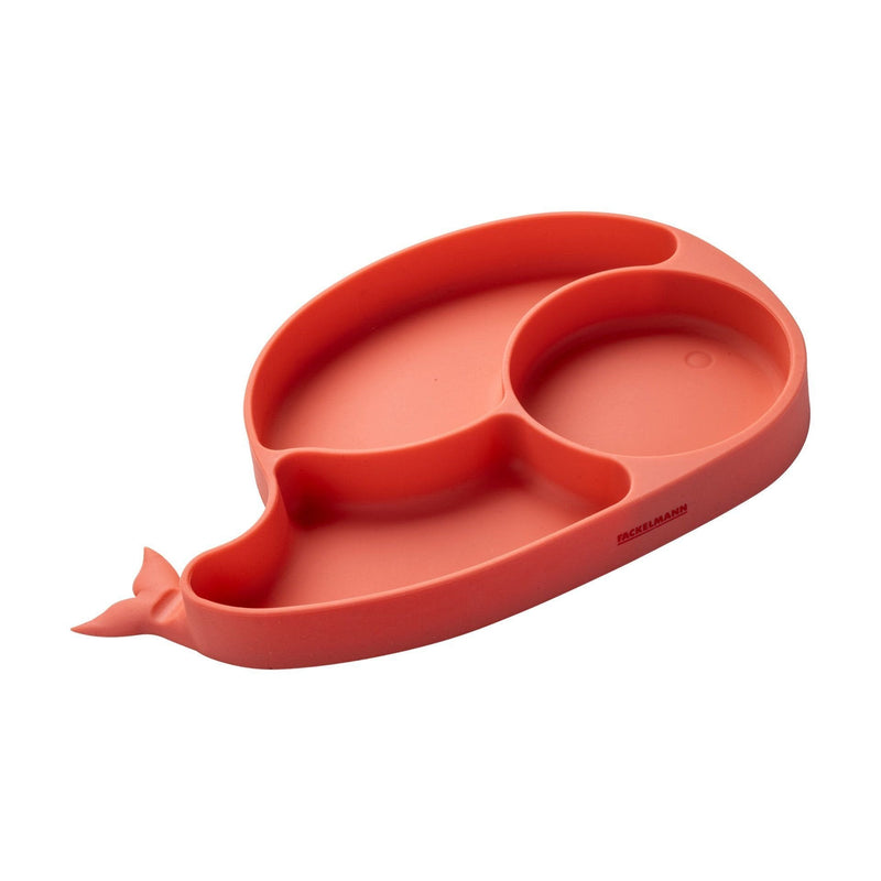 Plate With Forma Ballena, Coral Silicone With Ventosa
