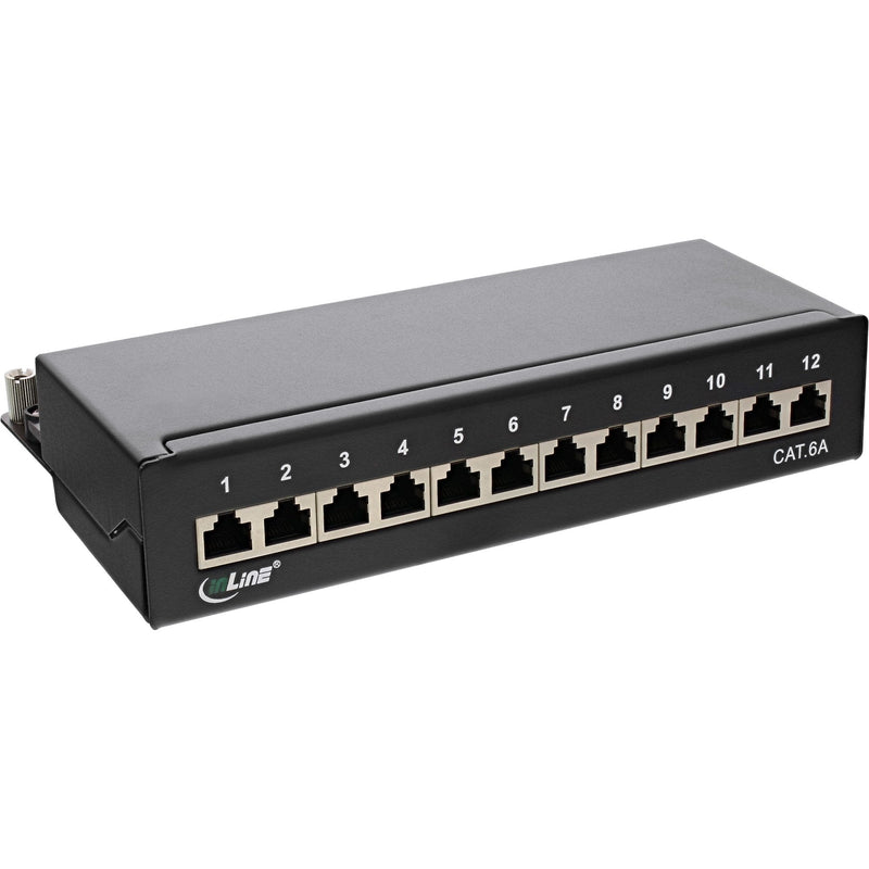 Inline Patch Panel CAT.6A Assembly Desk/Wall 12 Ports Black RAL9005