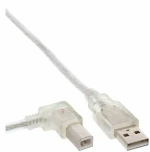 Inline USB 2.0 Cable Acodado Type a Male a B Male Transparent 5M — image 1