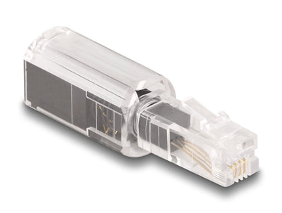 Delock 88168 Cable Telefónico Adapter Antitorsión RJ10 Male a RJ10 Female Transparent / Black — image 1