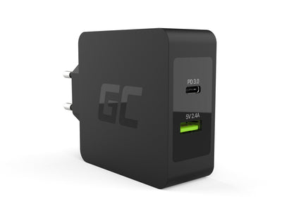 Charger Network Stool Greencell Qc 1XTYPE C + 1x USB Without Cable 45W Black — image 1