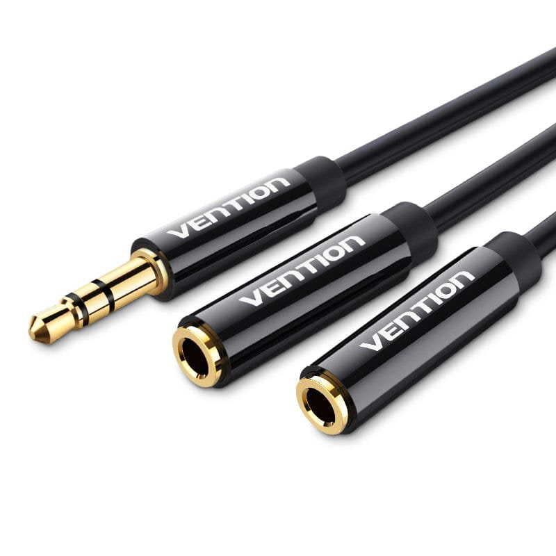 Vention Cable Stereo Bbsby Jack 3.5 Male 2X Jack 3.5 Female 30CM Black