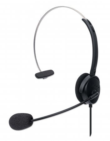 Manhattan Headphones USB Mono Over-ear Usb-a-mecker Black
