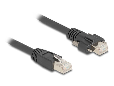 Delock 80477 Cable RJ45 Male a RJ45 Male With Screws 20MM Gige Camera CAT.6A S/FTP 1M Black — image 1