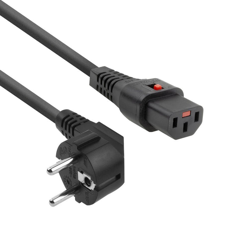 Powercord Schuko Cee 7 Male (angled) - C13 IEC Lock Black 5M, EL269S