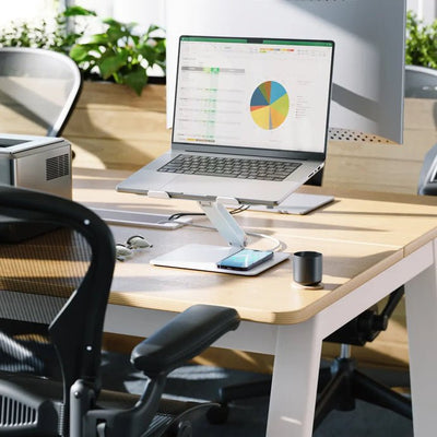 Alogic Elite Aluminum Laptop Stand Wireless Charger White — image 1