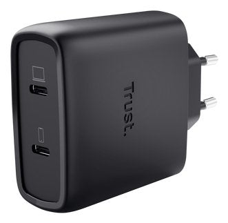 Trust Charger USB GaN Maxo 65W 2x USB-C Includes USB Cable -c 2M Colour Black