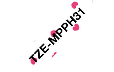 Brother TZE-MPPH31 Tape Printer Labels Black Sobre Pink — image 1