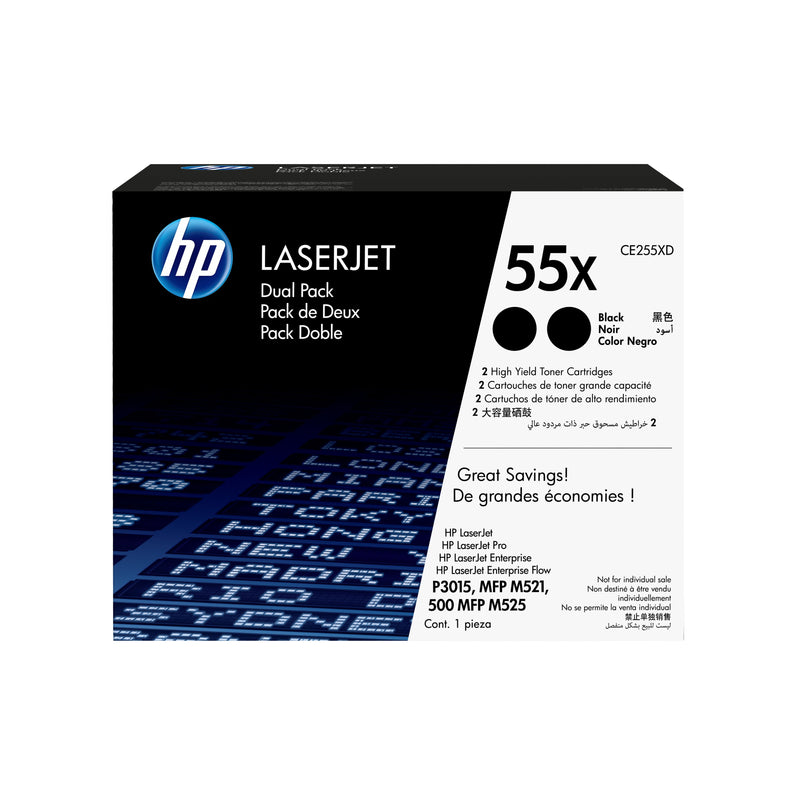 HP Genuine Toner 55X XL Multipack 2X Black CE255XD