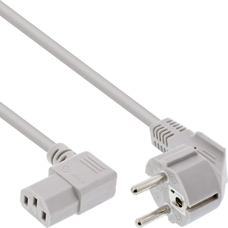 Inline Cable Power , Schutzkontakt CEE7/7 Ángulo a IEC-C13 3 Pines Ángulo, Grey 0,5M