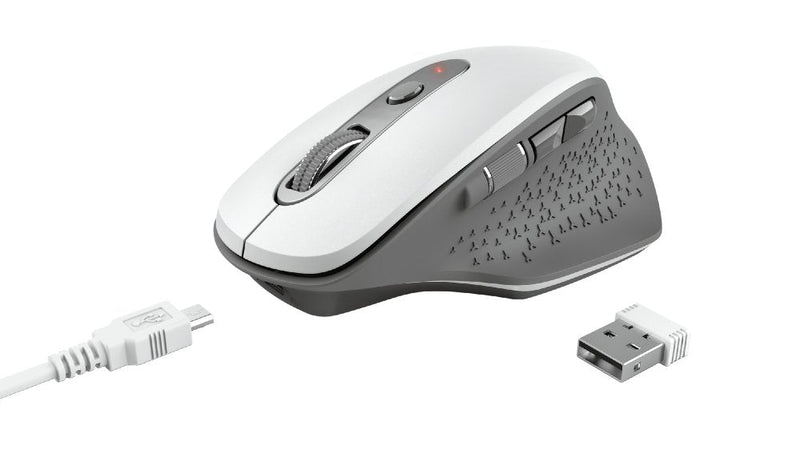 Trust Mouse Ergonómico Wireless Ozaa/ Up To 2400 DPI/ White